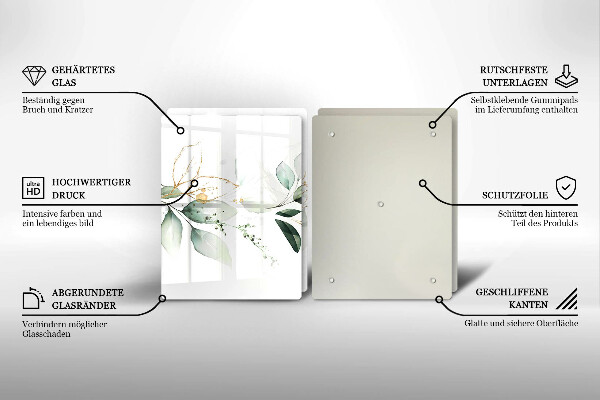 Cache plaque de cuisson Feuilles d'aquarelle