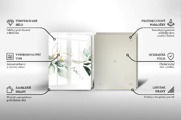 Cache plaque de cuisson Feuilles d'aquarelle