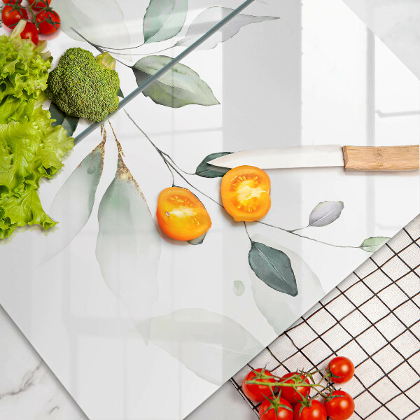 Cache plaque de cuisson Feuilles d'aquarelle