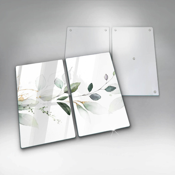 Cache plaque de cuisson Feuilles d'aquarelle