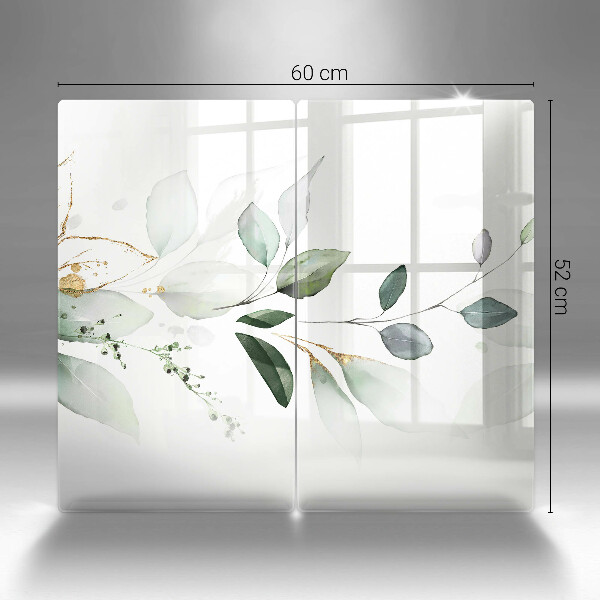 Cache plaque de cuisson Feuilles d'aquarelle