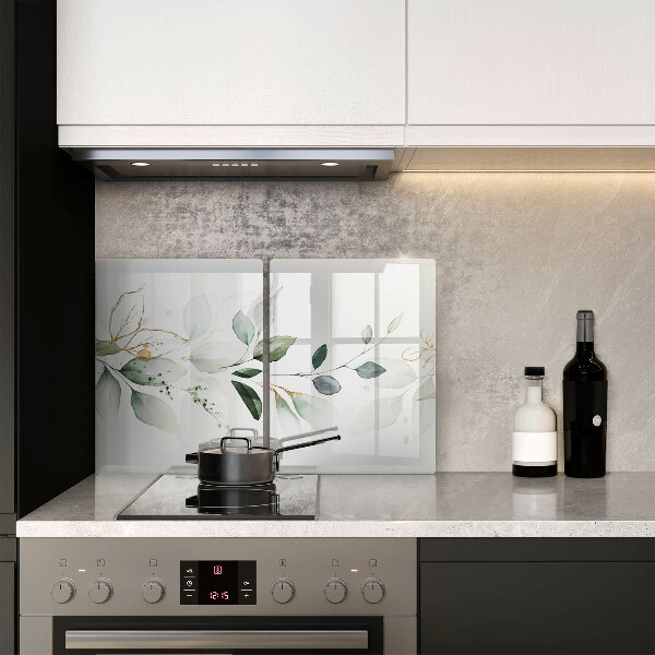 Cache plaque de cuisson Feuilles d'aquarelle