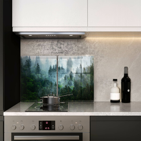 Cache plaque de cuisson Forêt dans le brouillard