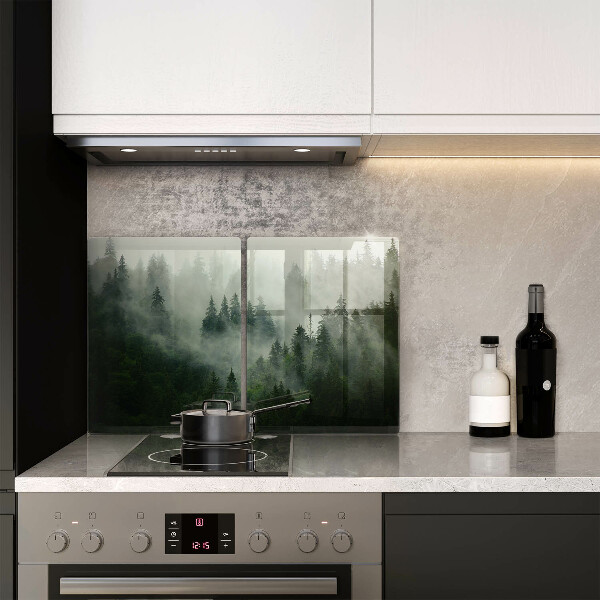 Cache plaque de cuisson Paysage forestier brumeux