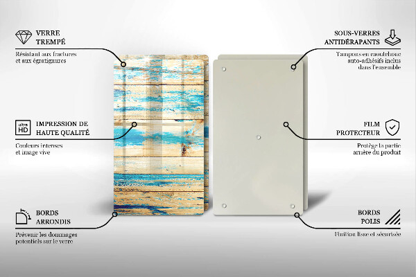 Cache plaque de cuisson Planches de bois rétro