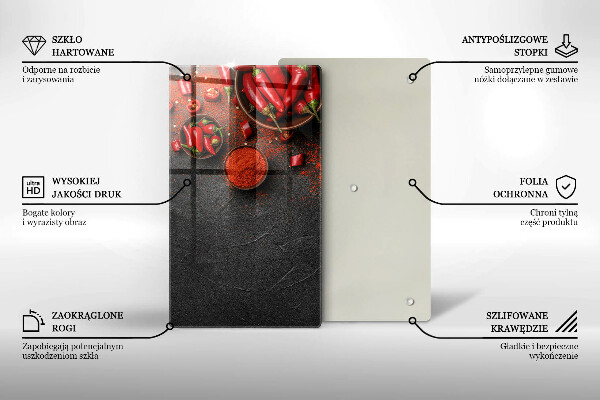 Planche à découper verre Piments rouges