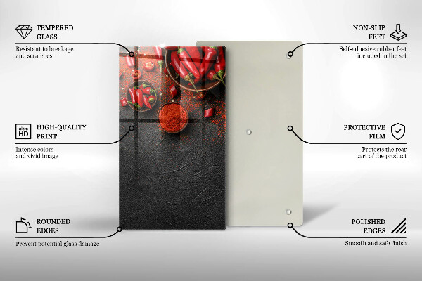 Planche à découper verre Piments rouges