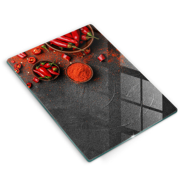 Planche à découper verre Piments rouges