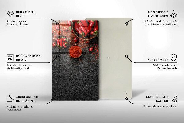 Planche à découper verre Piments rouges