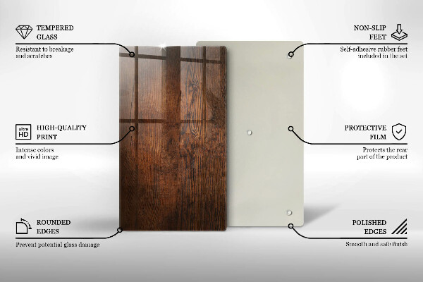 Protection pour plaque de cuisson Planche de bois foncé