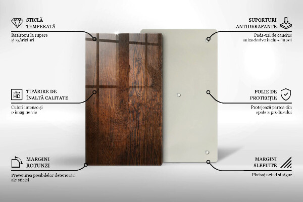 Protection pour plaque de cuisson Planche de bois foncé