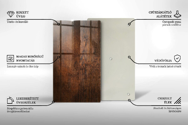 Protection pour plaque de cuisson Planche de bois foncé
