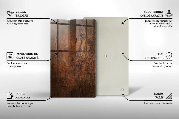 Protection pour plaque de cuisson Planche de bois foncé