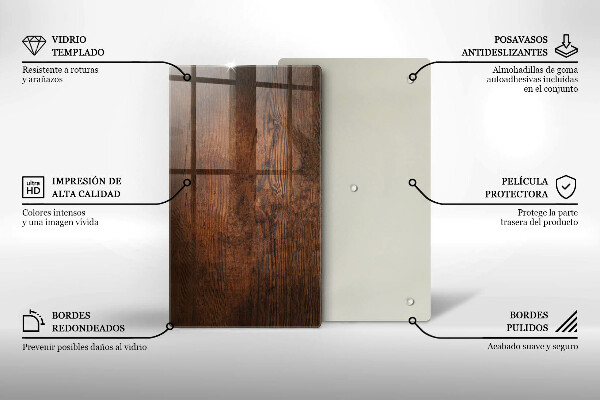 Protection pour plaque de cuisson Planche de bois foncé