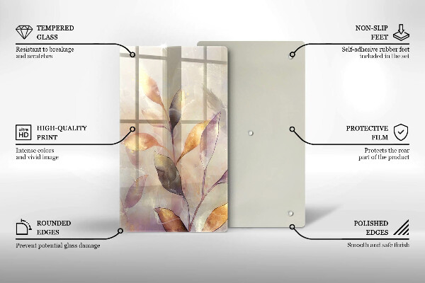 Protection pour plaque de cuisson Feuilles de bohème peintes