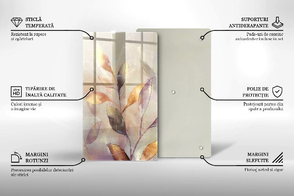 Protection pour plaque de cuisson Feuilles de bohème peintes