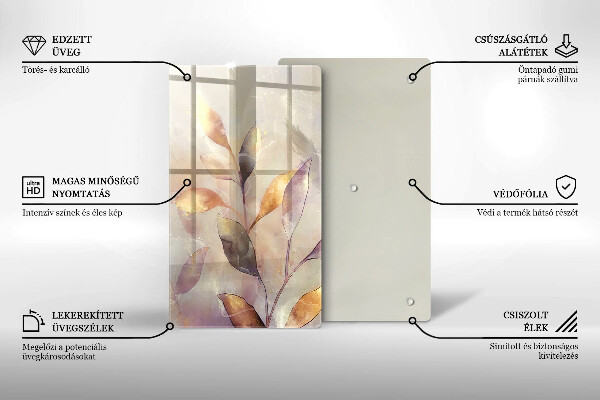 Protection pour plaque de cuisson Feuilles de bohème peintes