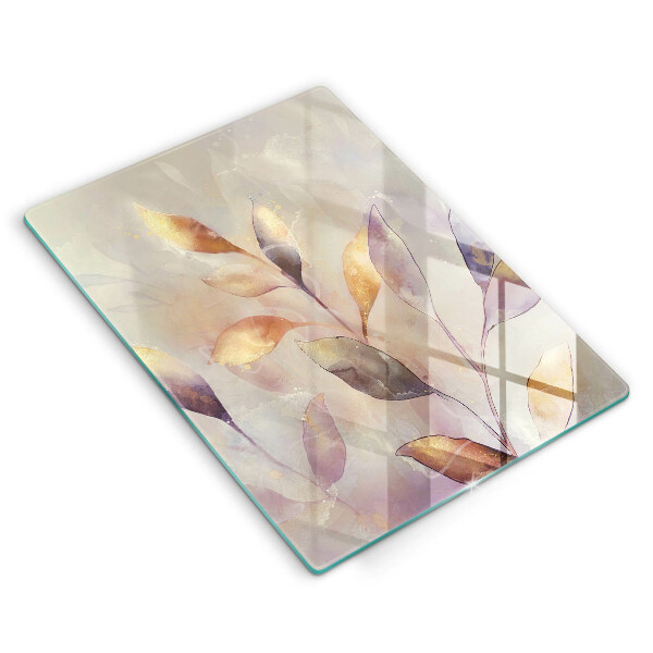 Protection pour plaque de cuisson Feuilles de bohème peintes