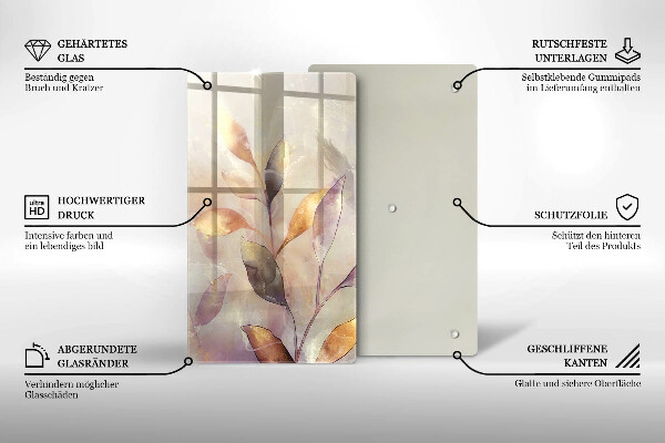 Protection pour plaque de cuisson Feuilles de bohème peintes