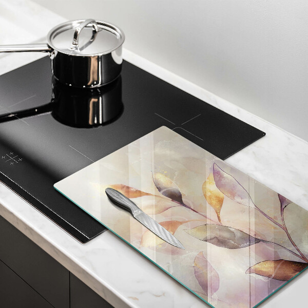 Protection pour plaque de cuisson Feuilles de bohème peintes