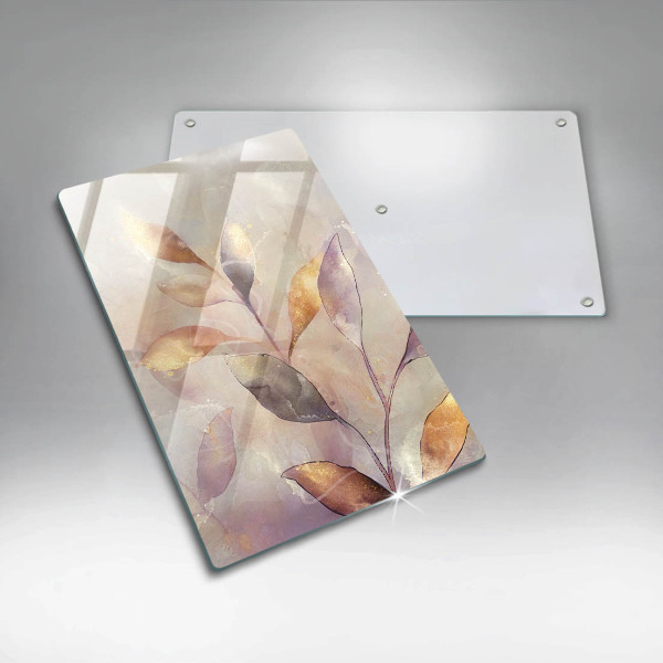 Protection pour plaque de cuisson Feuilles de bohème peintes