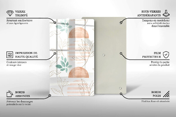 Planche à découper verre Modèle de feuilles de bohème