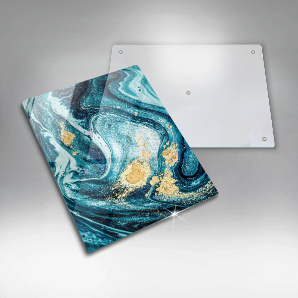 Protection pour plaque de cuisson Abstraction d'or bleu