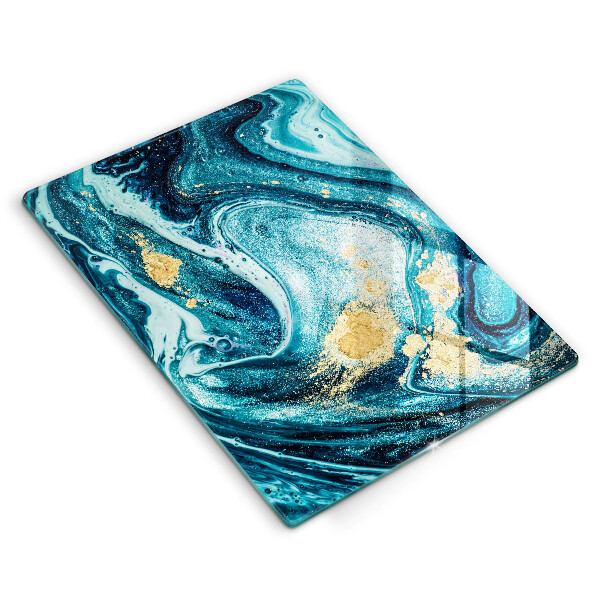 Protection pour plaque de cuisson Abstraction d'or bleu