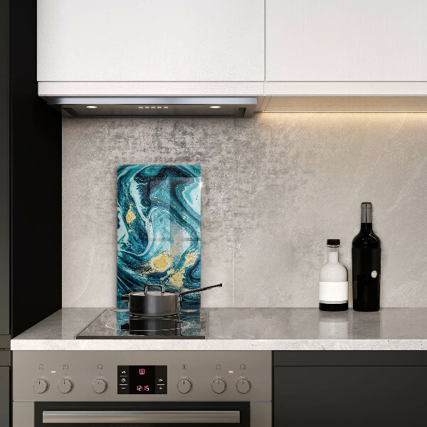 Protection pour plaque de cuisson Abstraction d'or bleu
