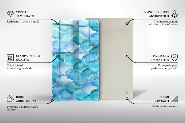 Protection pour plaque de cuisson Écailles d'aquarelle