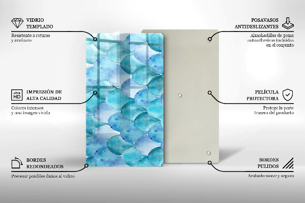 Protection pour plaque de cuisson Écailles d'aquarelle