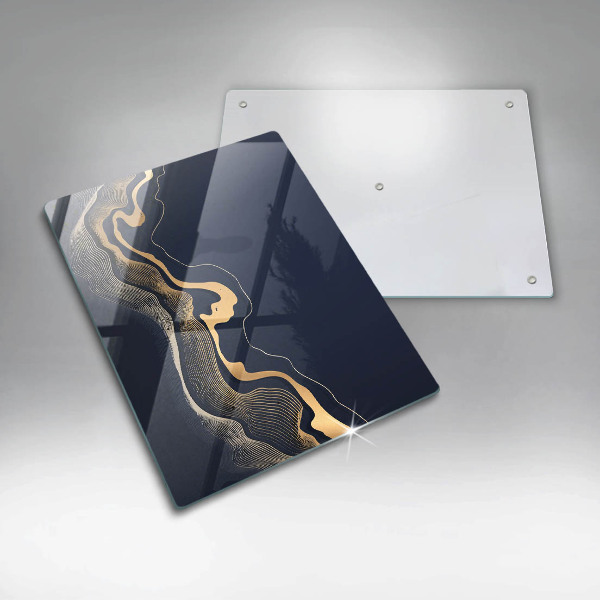 Planche à découper verre Lignes dorées abstraites