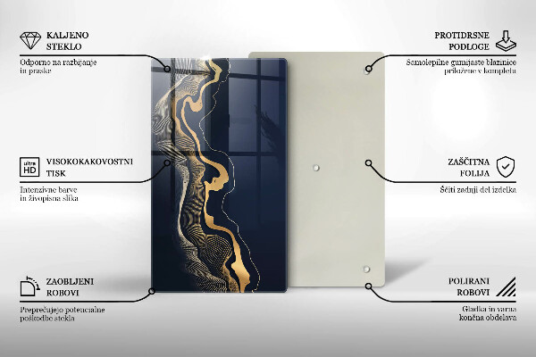 Planche à découper verre Lignes dorées abstraites