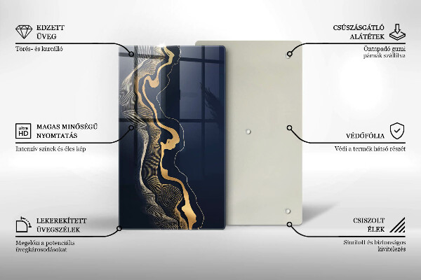 Planche à découper verre Lignes dorées abstraites