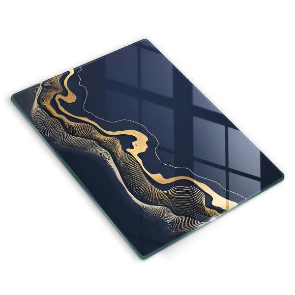 Planche à découper verre Lignes dorées abstraites