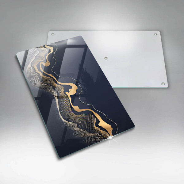 Planche à découper verre Lignes dorées abstraites