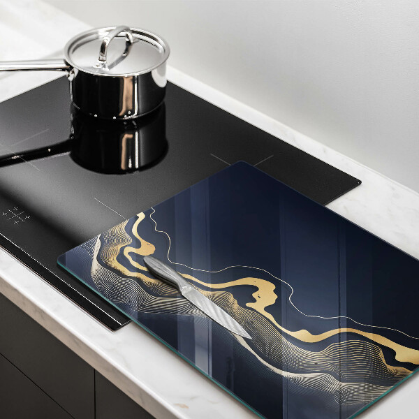 Planche à découper verre Lignes dorées abstraites