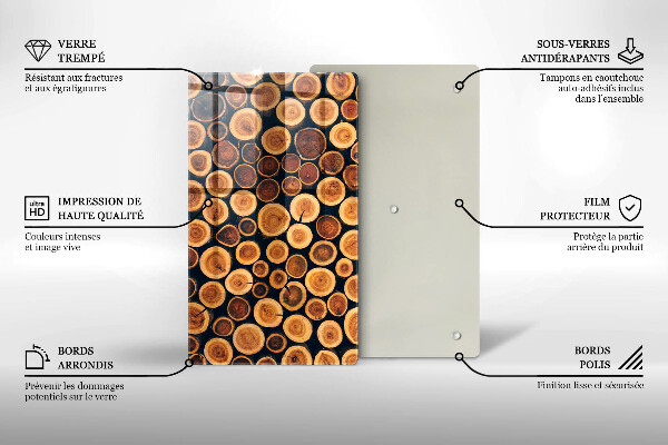 Planche à découper verre Des souches d'arbres en bois