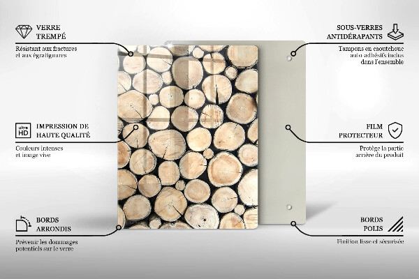 Planche à découper verre Des souches d'arbres en bois