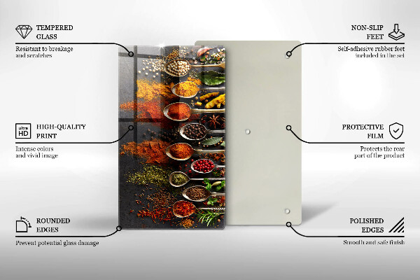 Planche à découper verre Cuillères aux épices