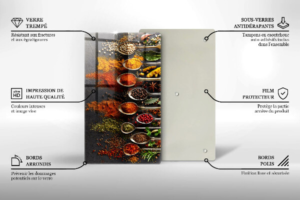 Planche à découper verre Cuillères aux épices