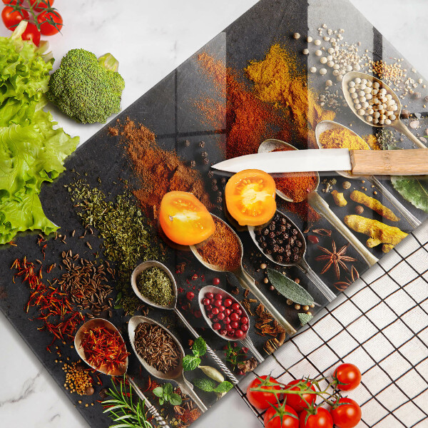 Planche à découper verre Cuillères aux épices