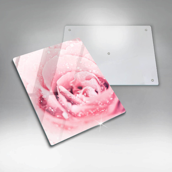 Protection pour plaque de cuisson Gouttes de rosée et fleur rose