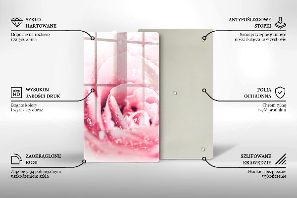 Protection pour plaque de cuisson Gouttes de rosée et fleur rose