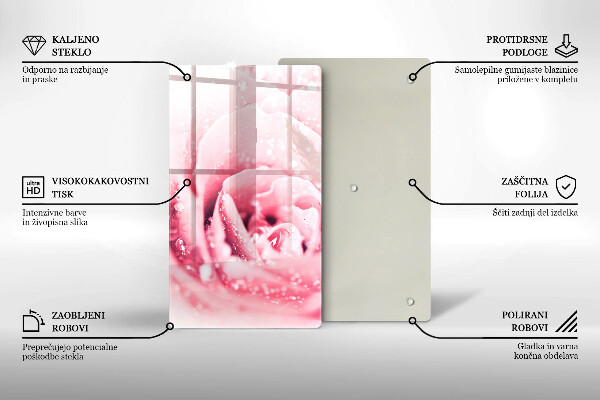 Protection pour plaque de cuisson Gouttes de rosée et fleur rose