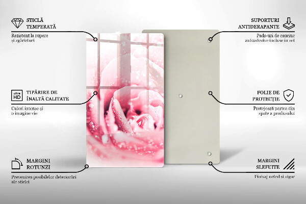 Protection pour plaque de cuisson Gouttes de rosée et fleur rose