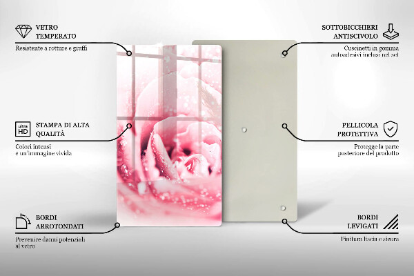Protection pour plaque de cuisson Gouttes de rosée et fleur rose