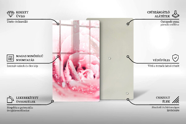 Protection pour plaque de cuisson Gouttes de rosée et fleur rose