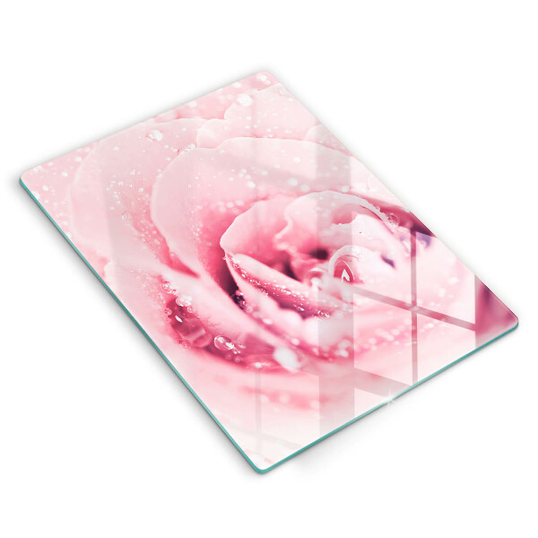 Protection pour plaque de cuisson Gouttes de rosée et fleur rose