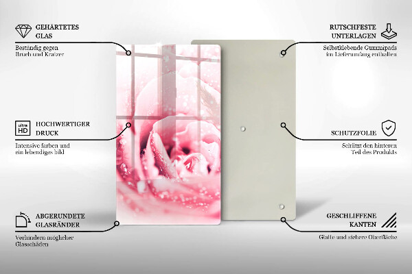 Protection pour plaque de cuisson Gouttes de rosée et fleur rose